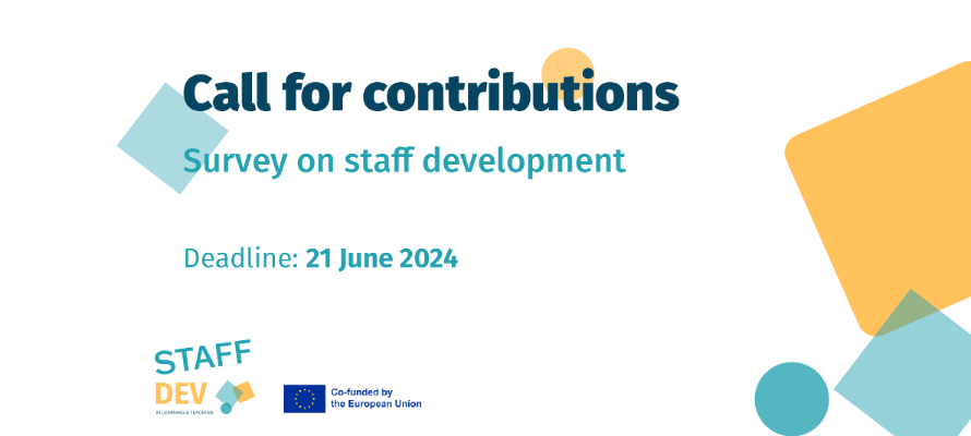 Deckblatt "Call for contributions-Survey on staff development"; Deadline: 21st of June 2024.