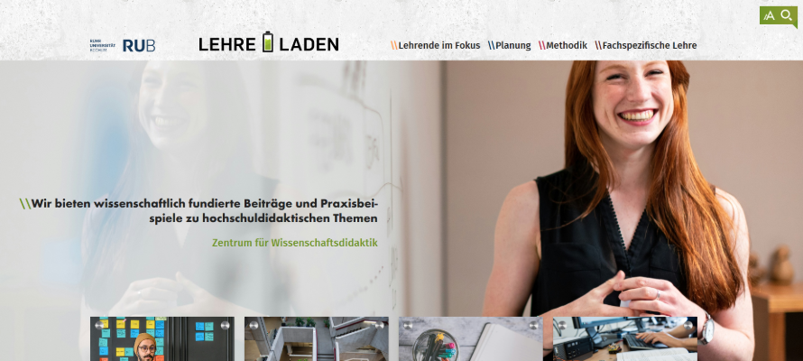 Screenshot der Titelseite des LEHRELADENs.