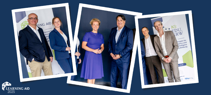 Drei Ausschnitte der Learning Aid 2025. Die einzelnen Fotos zeigen jeweils Gruppen von Personen in unterschiedlichen Posen und Arrangements.