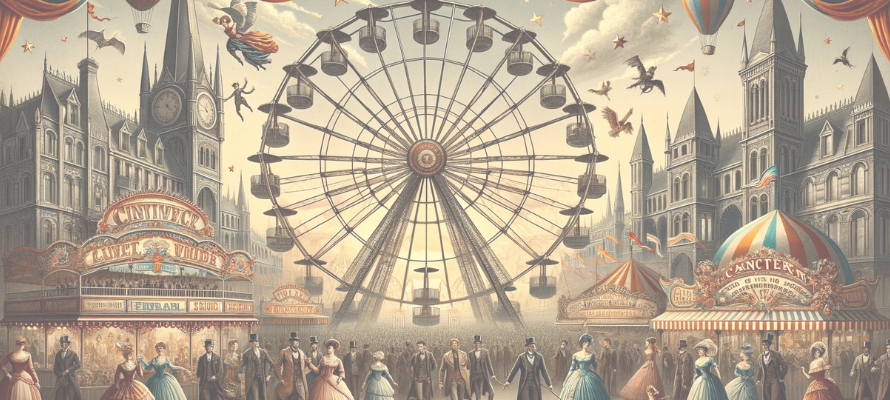 KI-generierte Abbildung eines viktorianischen Jahrmarkts