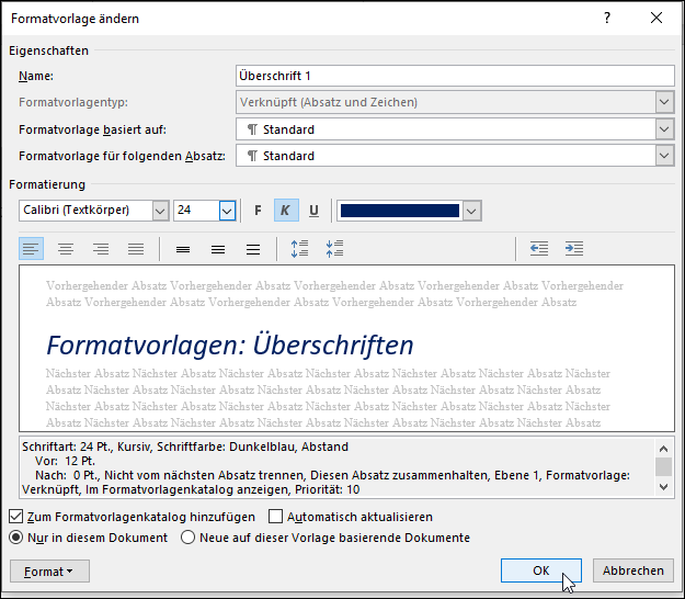Beispielbild Word Anleitungen Überschrift