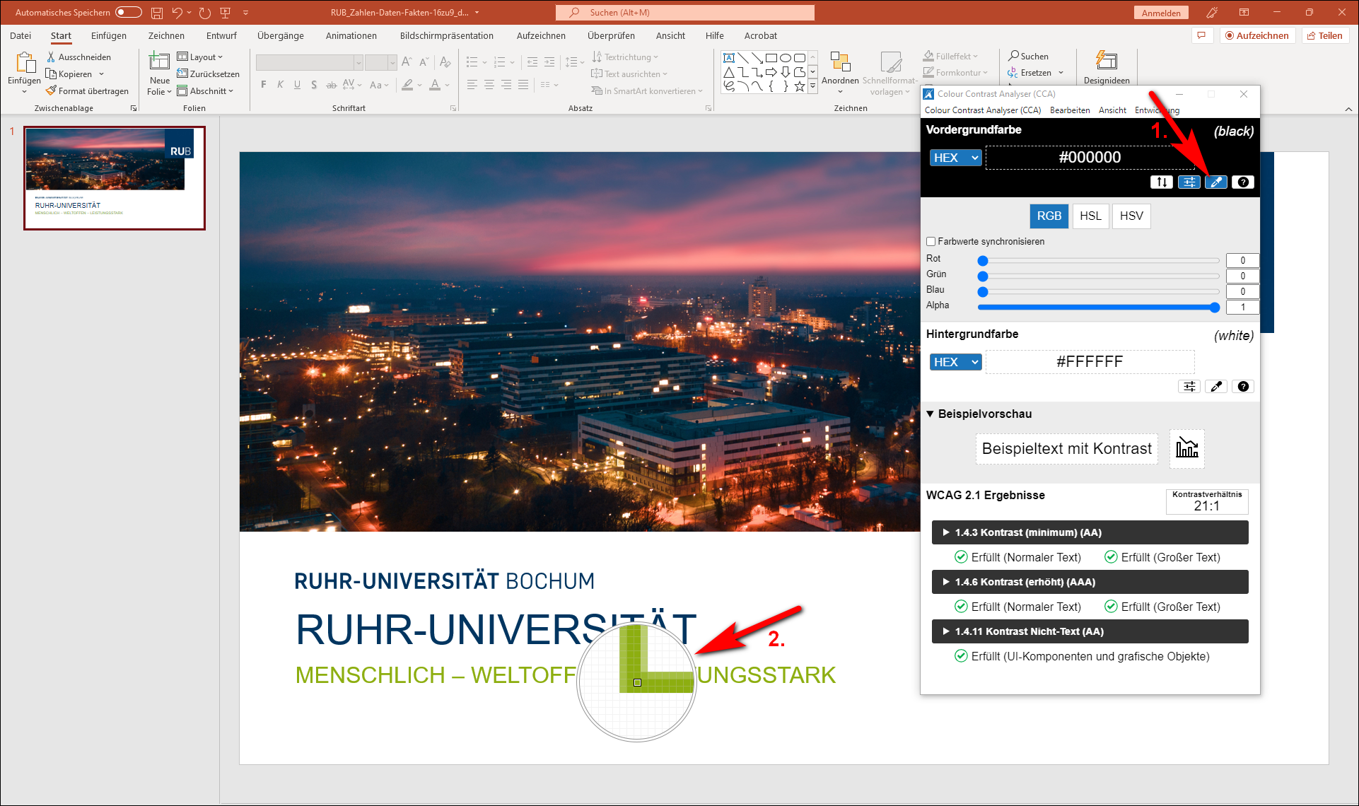Beispielbild Anleitung Farben:Colour Contrast Analyser