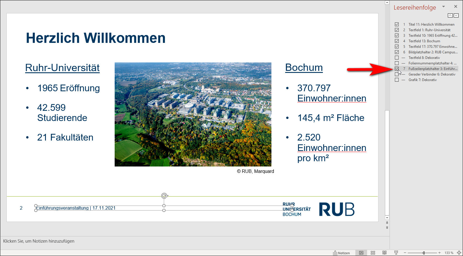 Beispielbild PowerPoint Lesereihenfolge